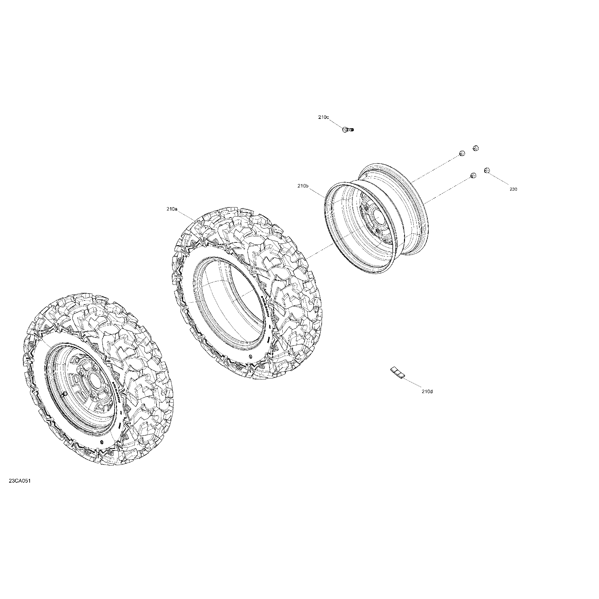 An Image of a Genuine Can-Am Parts Schematic Diagram showing the schematic - DRIVE - FRONT WHEELS - DPS