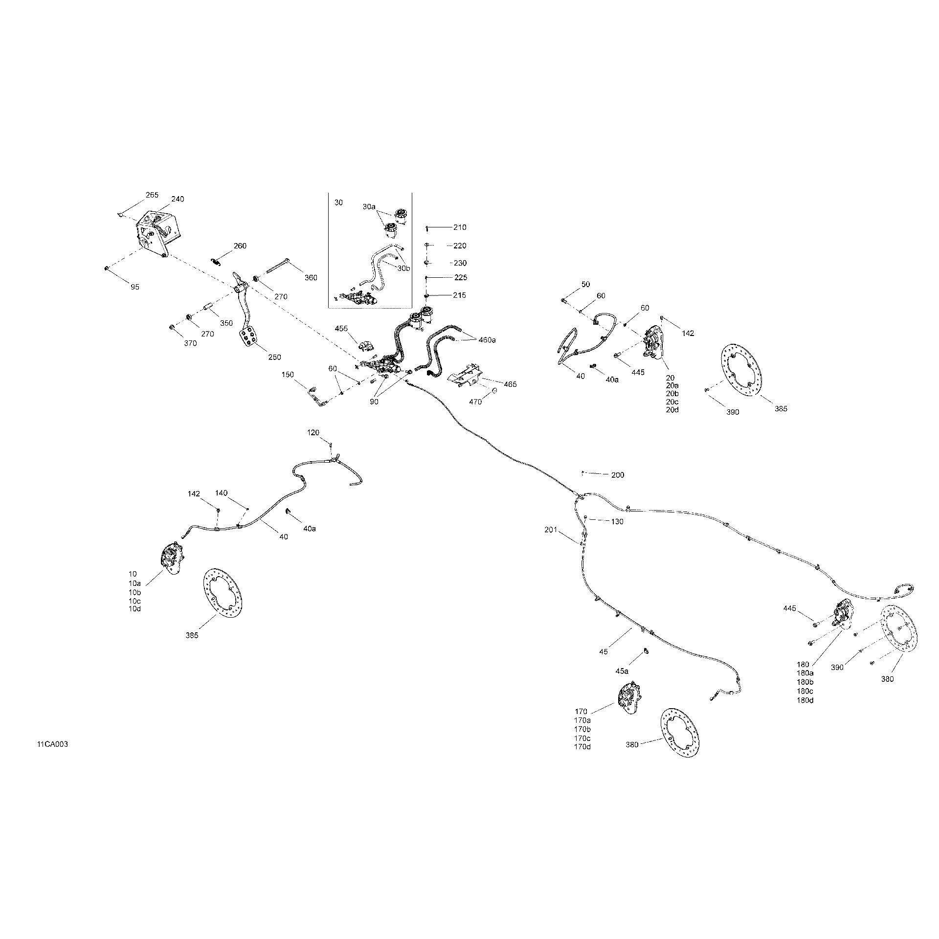An Image of a Genuine Can-Am Parts Schematic Diagram showing the schematic - MECHANIC - BRAKES