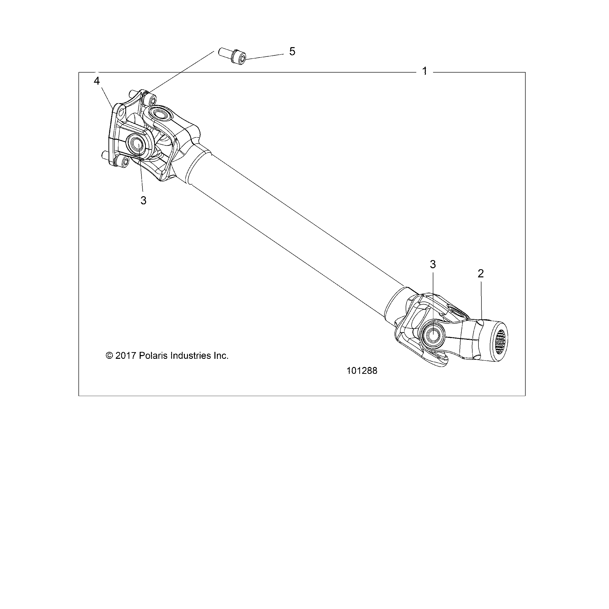 An Image of a Genuine Polaris Parts Schematic Diagram showing the schematic - DRIVE TRAIN: REAR PROP SHAFT - 2019 POLARIS SPORTSMAN 570 6X6