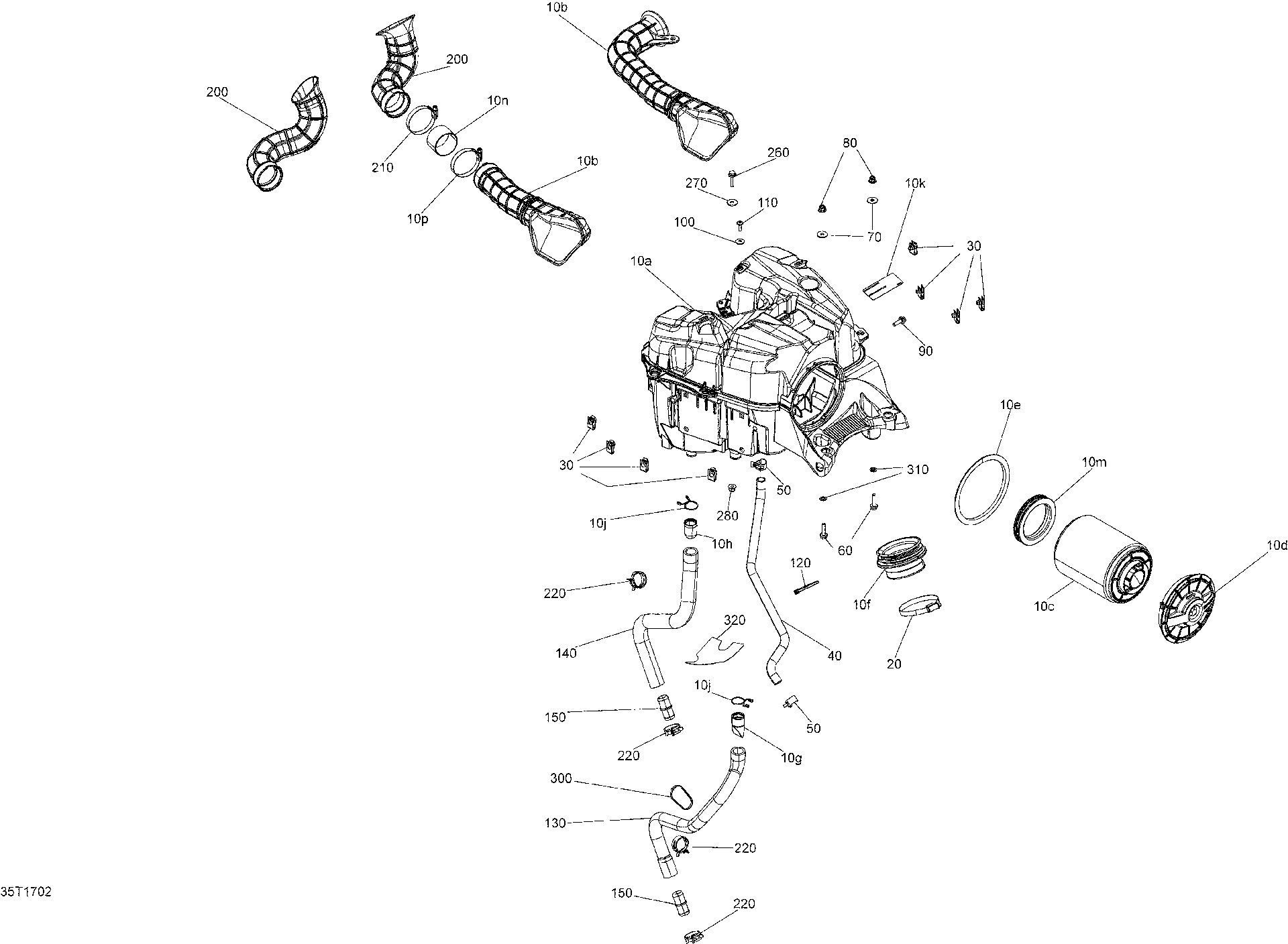 An Image of a Genuine Can-Am Parts Schematic Diagram showing the schematic - AIR INTAKE SILENCER - ALL MODELS