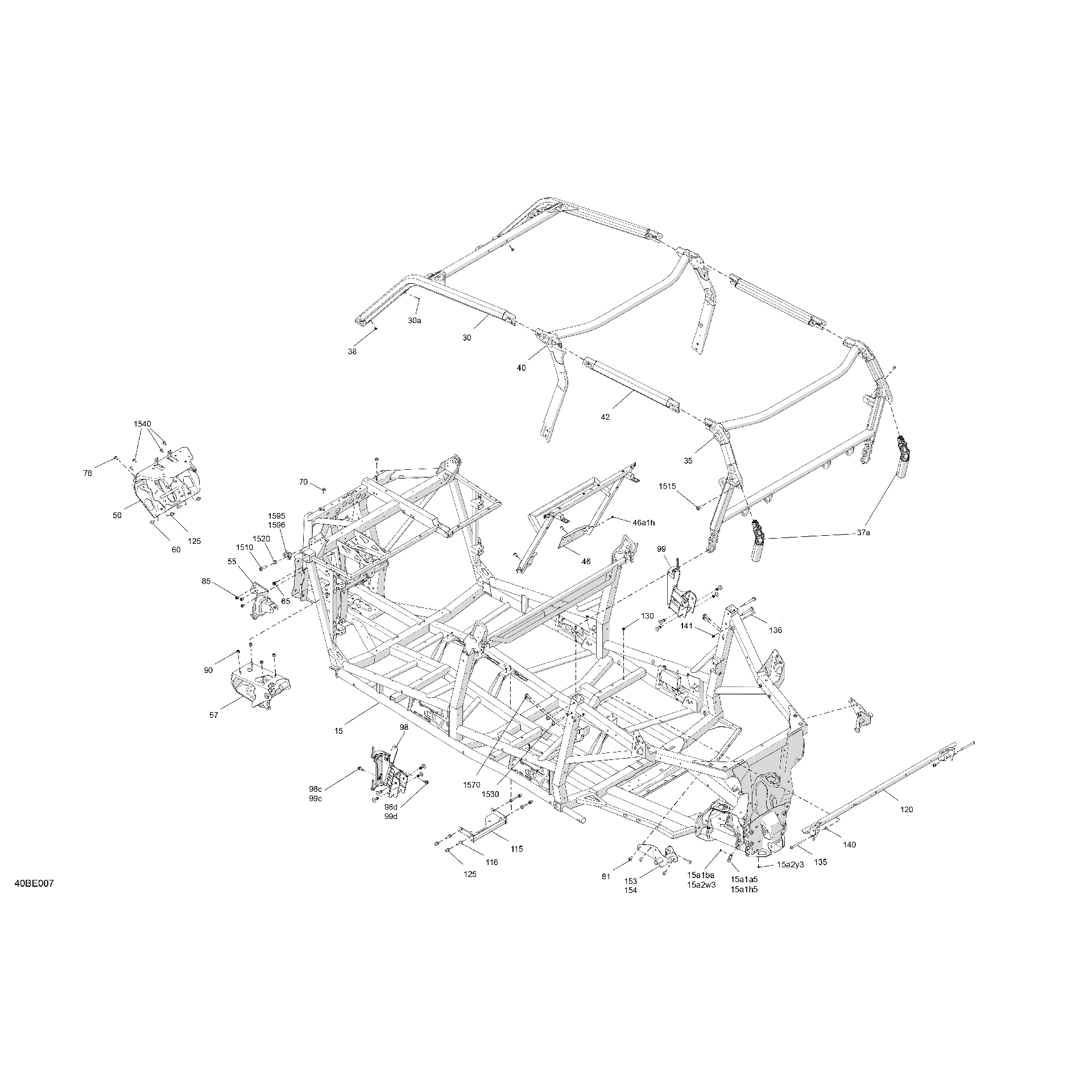 An Image of a Genuine Can-Am Parts Schematic Diagram showing the schematic - FRAME - SYSTEM