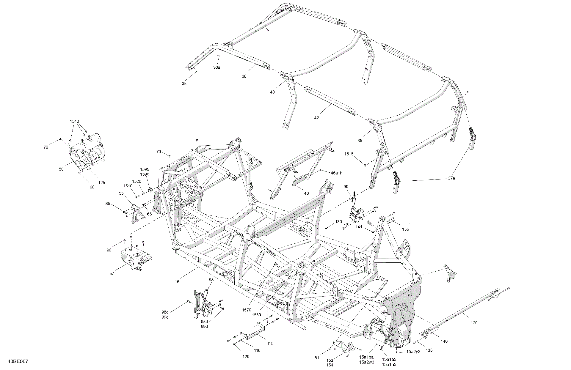 An Image of a Genuine Can-Am Parts Schematic Diagram showing the schematic - FRAME - SYSTEM