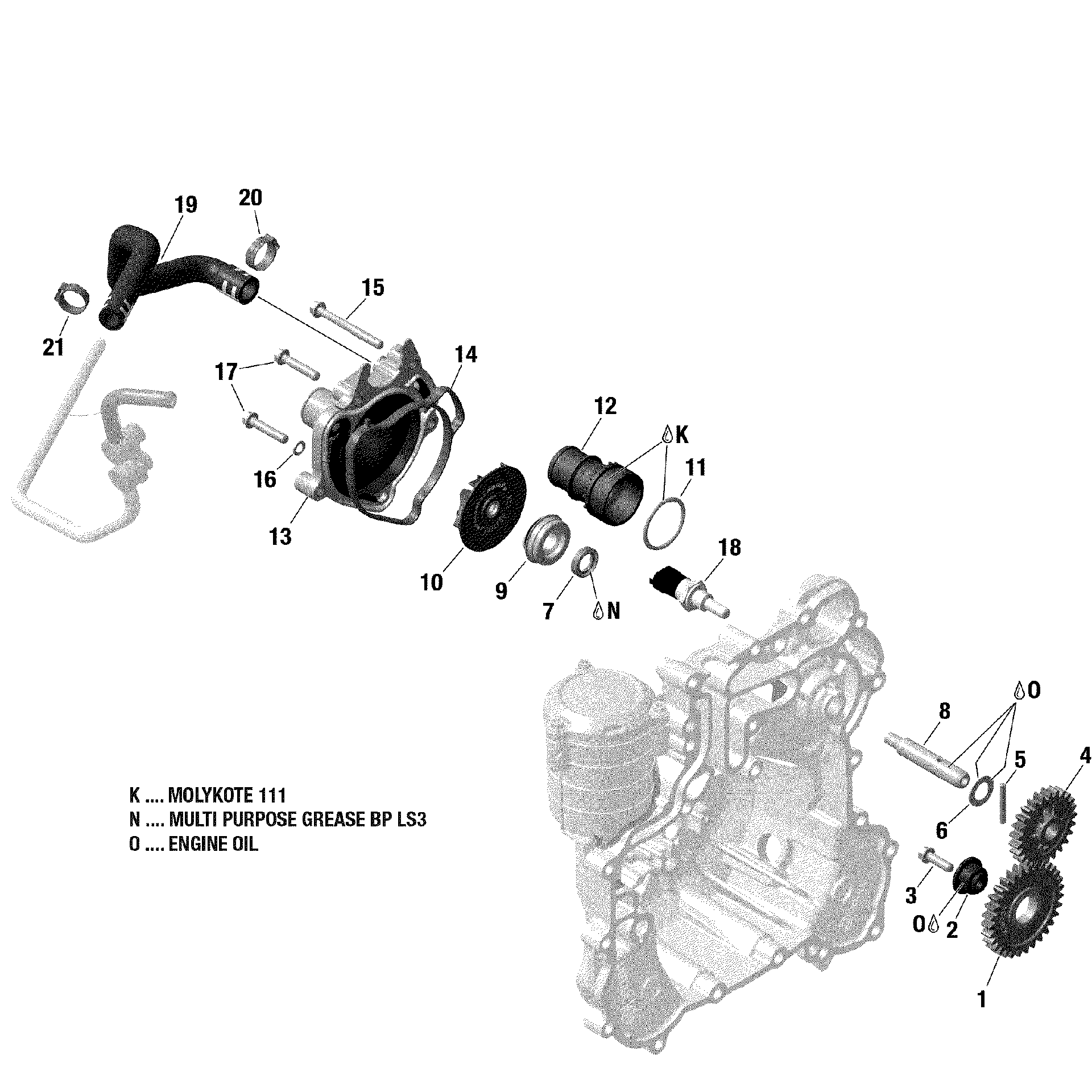 An Image of a Genuine Can-Am Parts Schematic Diagram showing the schematic - ENGINE COOLING 900 HO