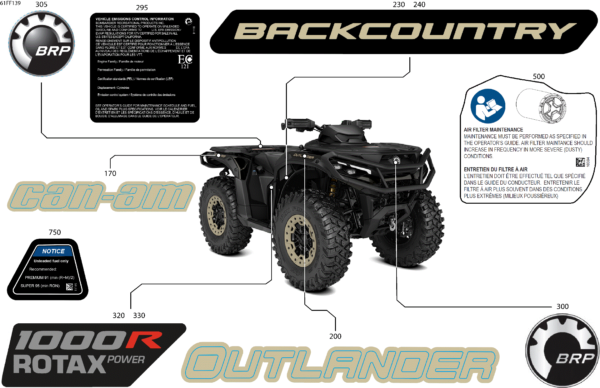An Image of a Genuine Can-Am Parts Schematic Diagram showing the schematic - BODY - FEATURE DECALS