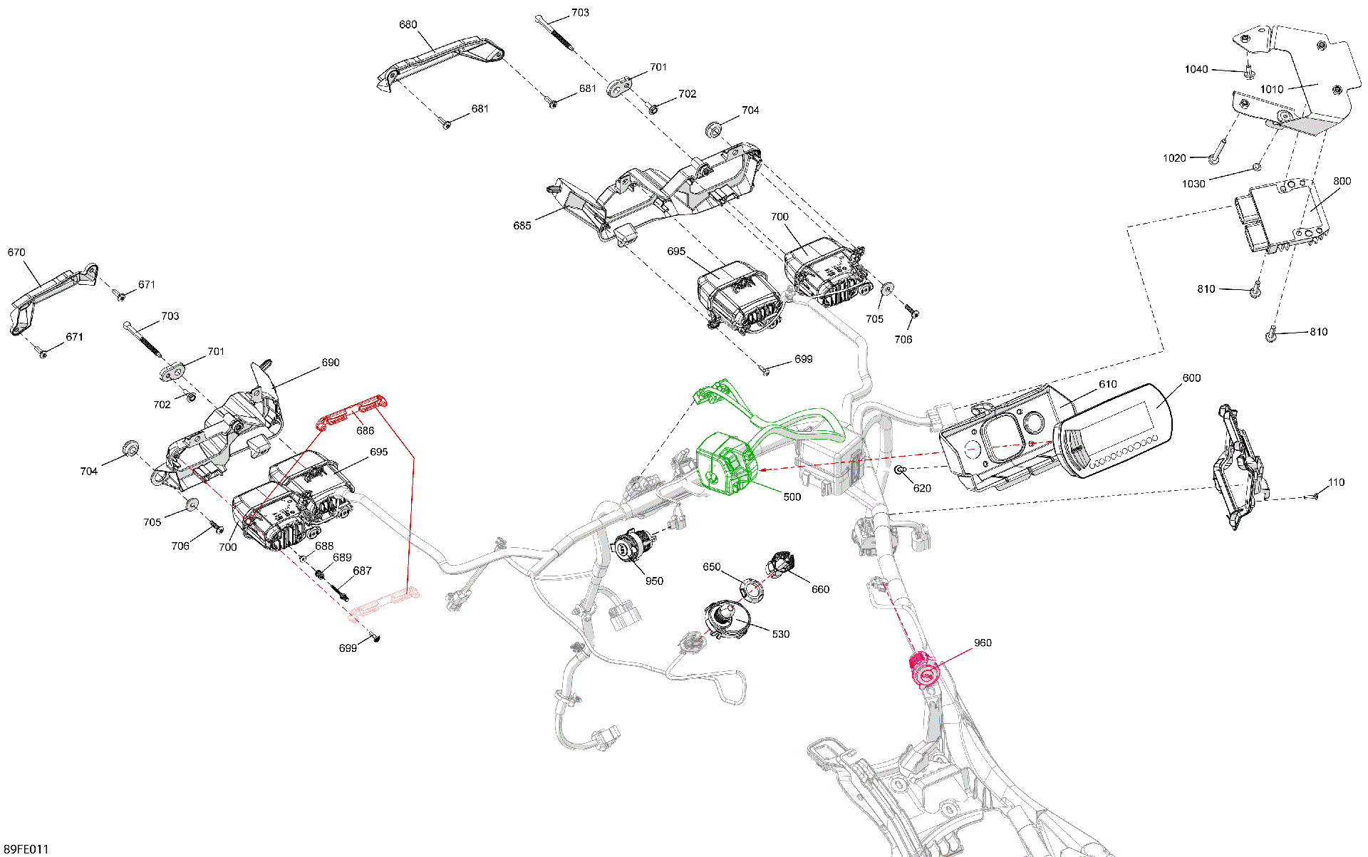 An Image of a Genuine Can-Am Parts Schematic Diagram showing the schematic - ELECTRIC - FRONT SECTION