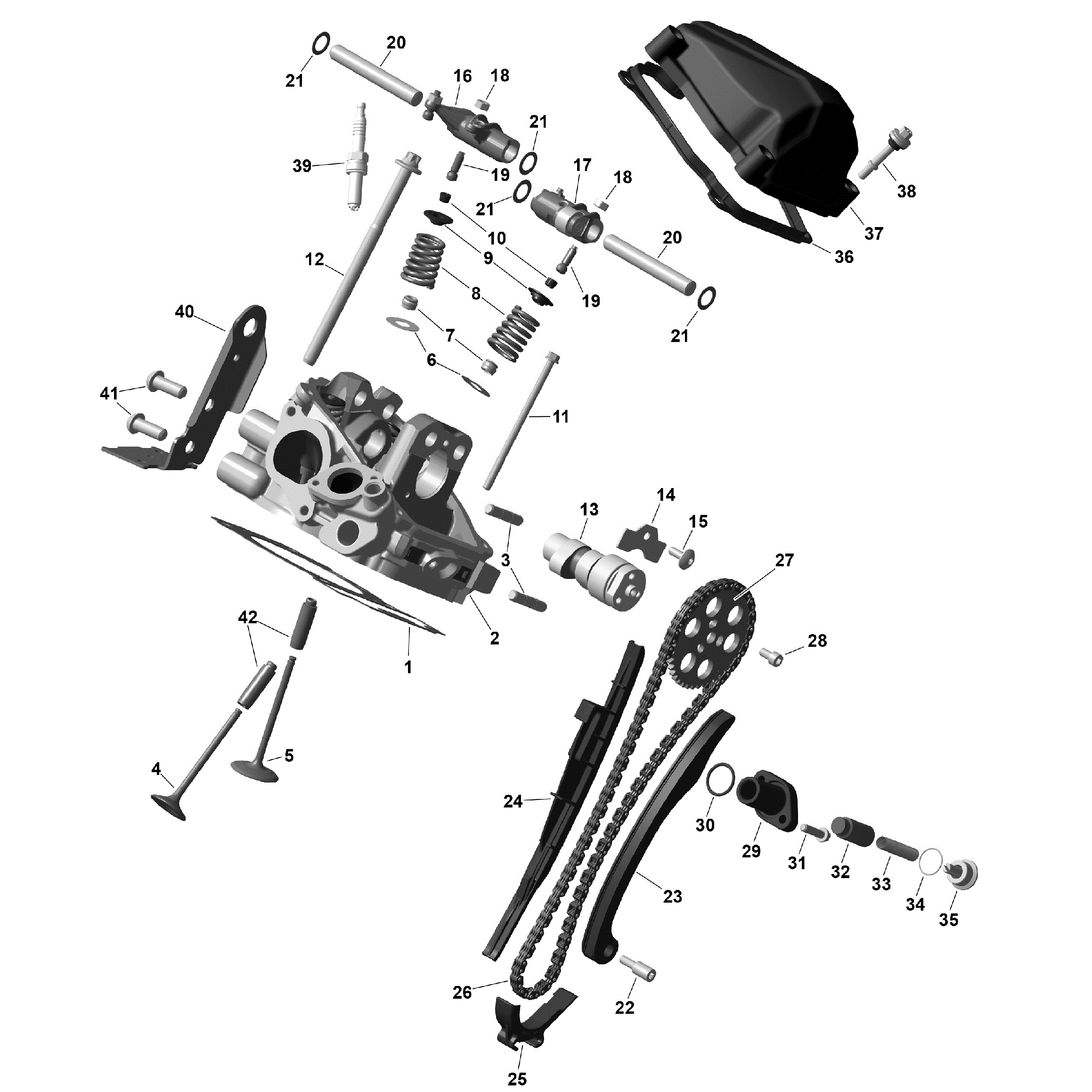 An Image of a Genuine Can-Am Parts Schematic Diagram showing the schematic - ROTAX - REAR CYLINDER HEAD