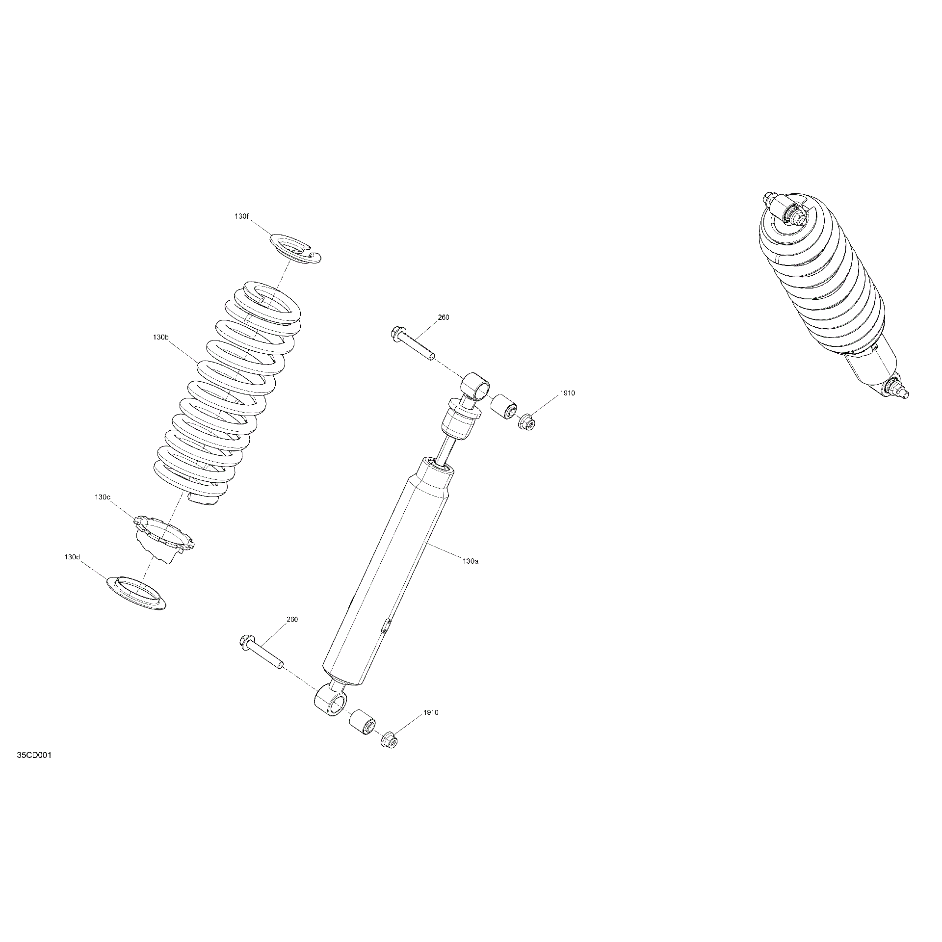 An Image of a Genuine Can-Am Parts Schematic Diagram showing the schematic - SUSPENSION - FRONT SHOCKS