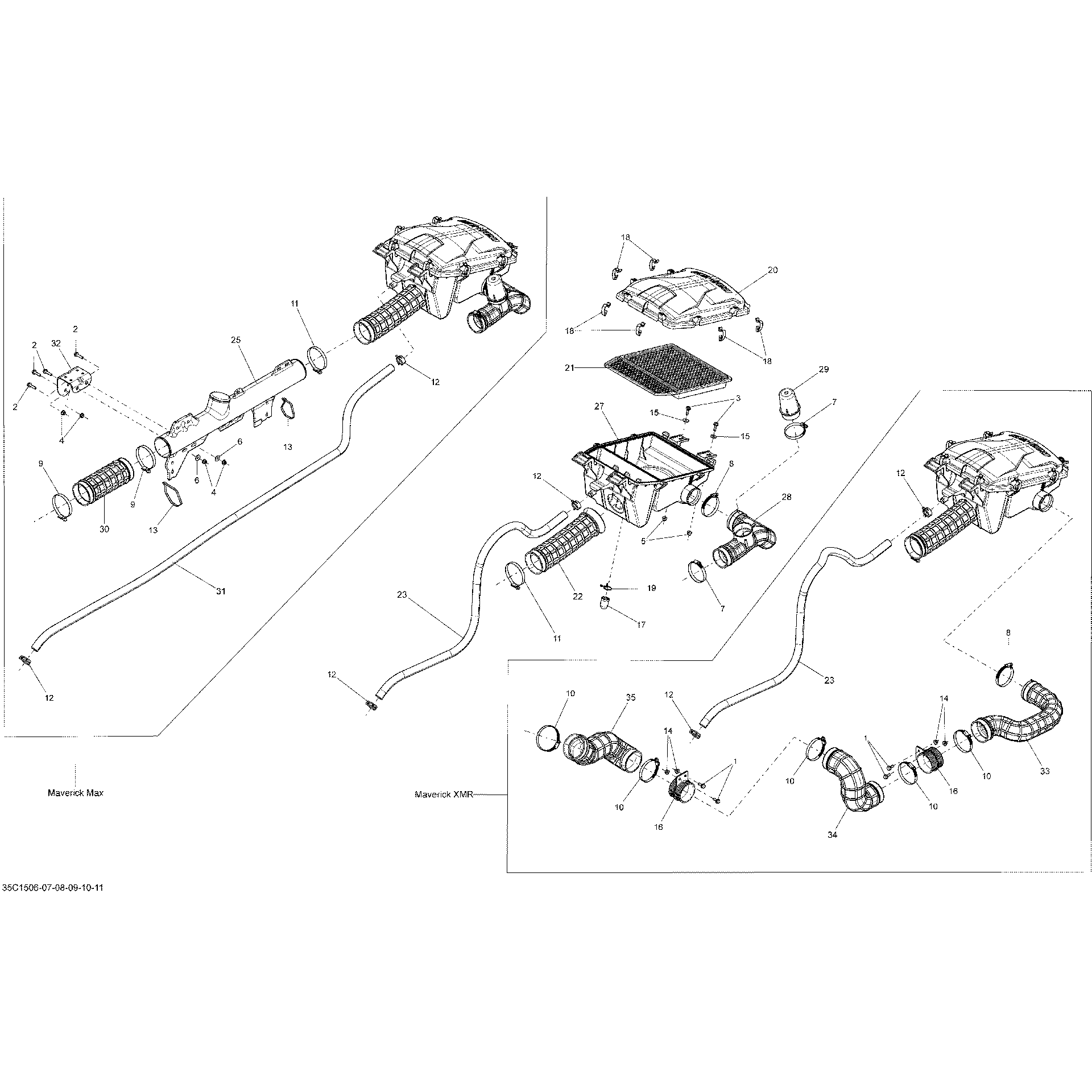 An Image of a Genuine Can-Am Parts Schematic Diagram showing the schematic - AIR INTAKE _35C1506