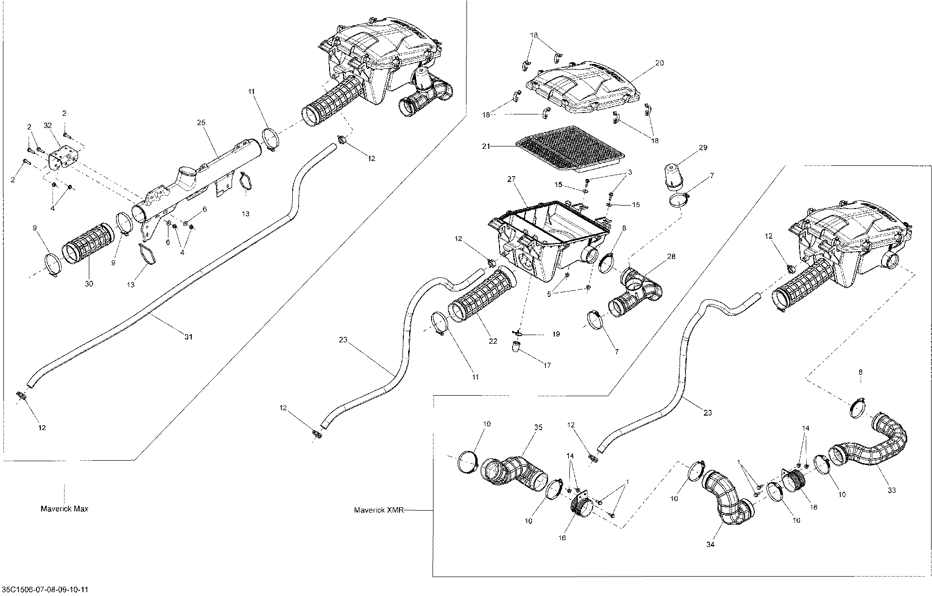 An Image of a Genuine Can-Am Parts Schematic Diagram showing the schematic - AIR INTAKE _35C1508
