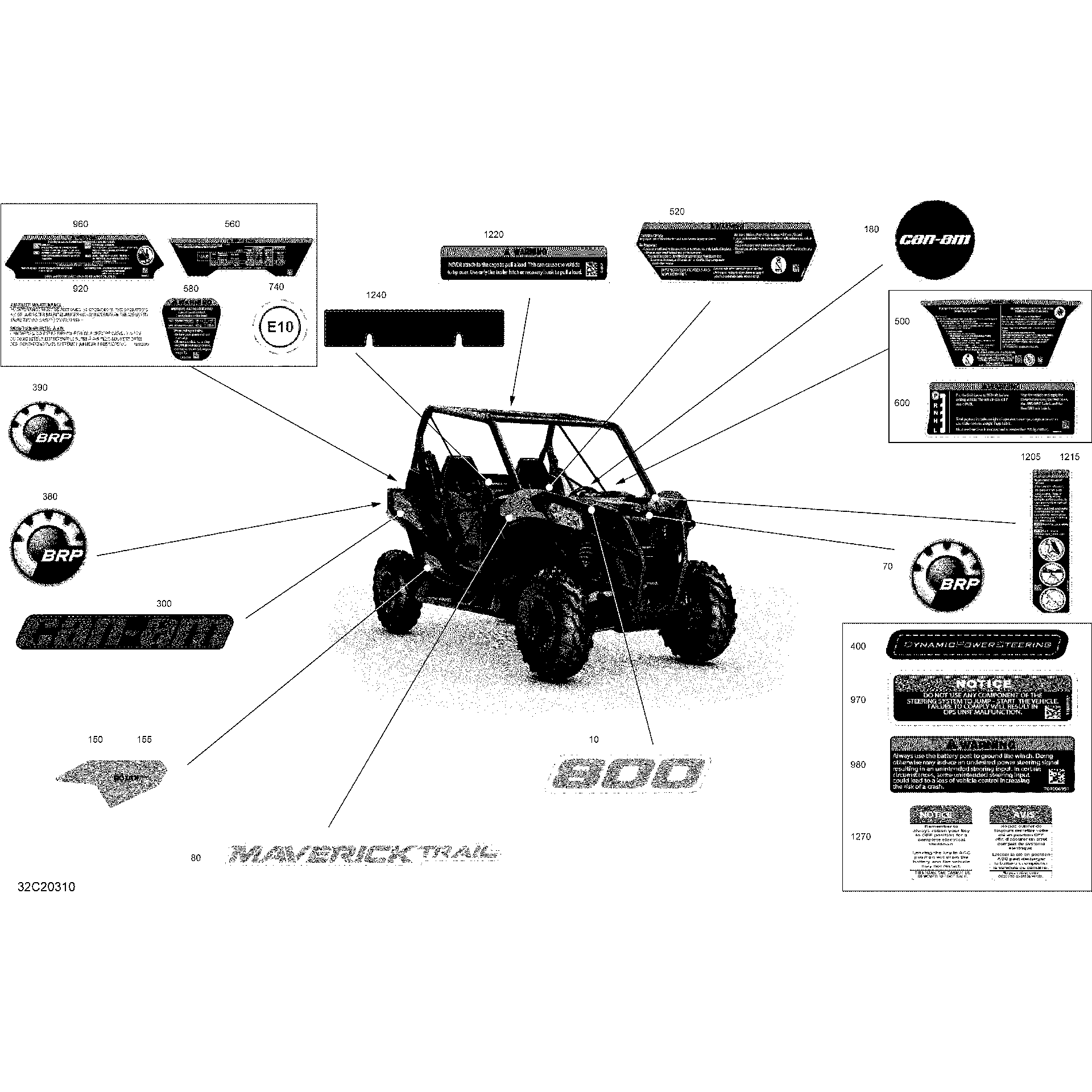 An Image of a Genuine Can-Am Parts Schematic Diagram showing the schematic - DECALS - DPS