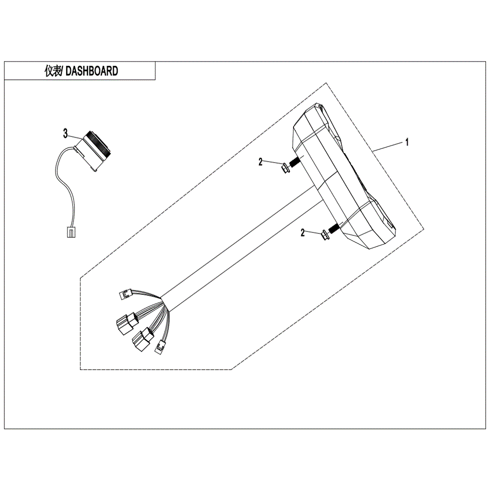 An Image of a genuine CFMOTO Parts Schematic Diagram showing the group - DASHBOARD - 2021 CFMOTO CFORCE 1000 Overland
