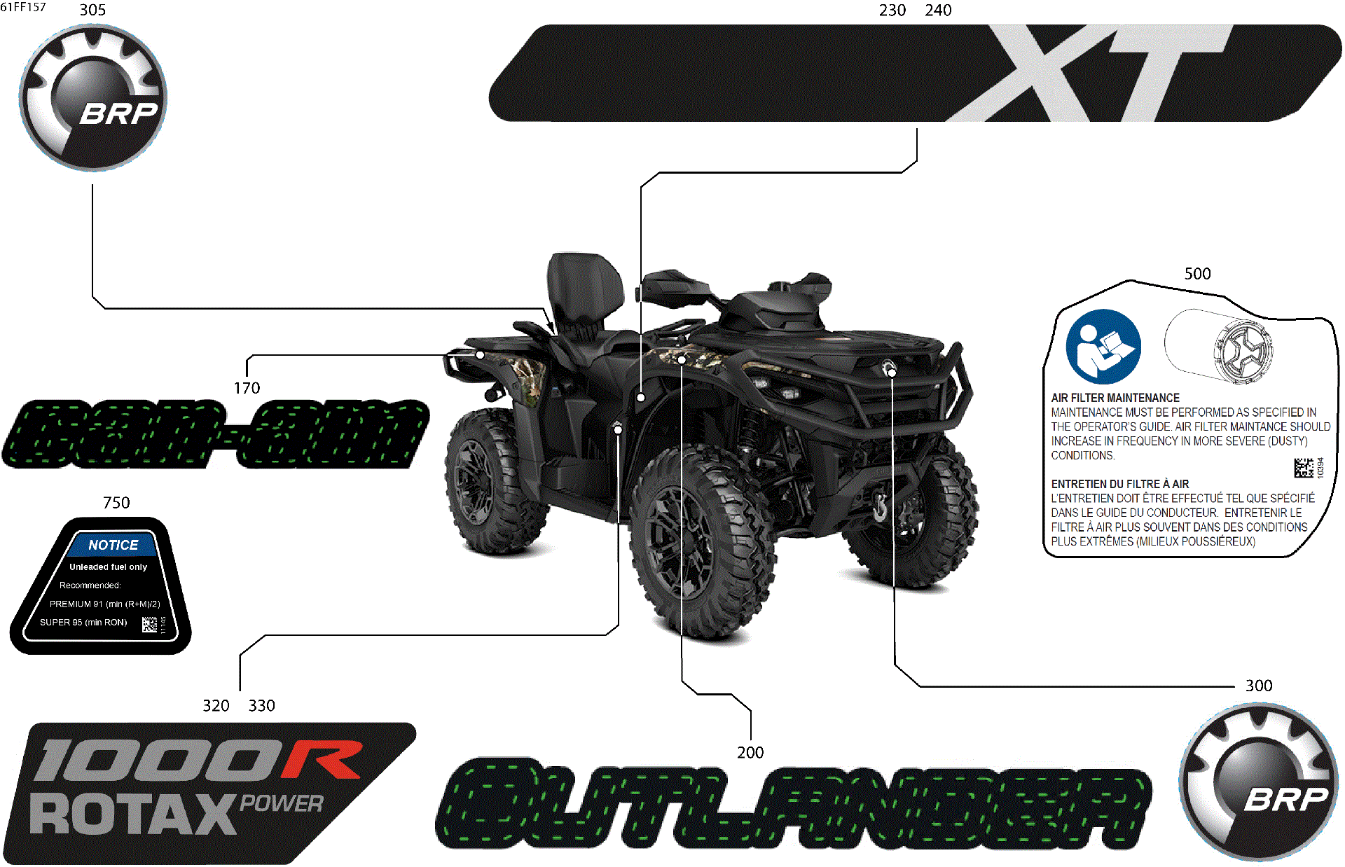 An Image of a Genuine Can-Am Parts Schematic Diagram showing the schematic - BODY - FEATURE DECALS