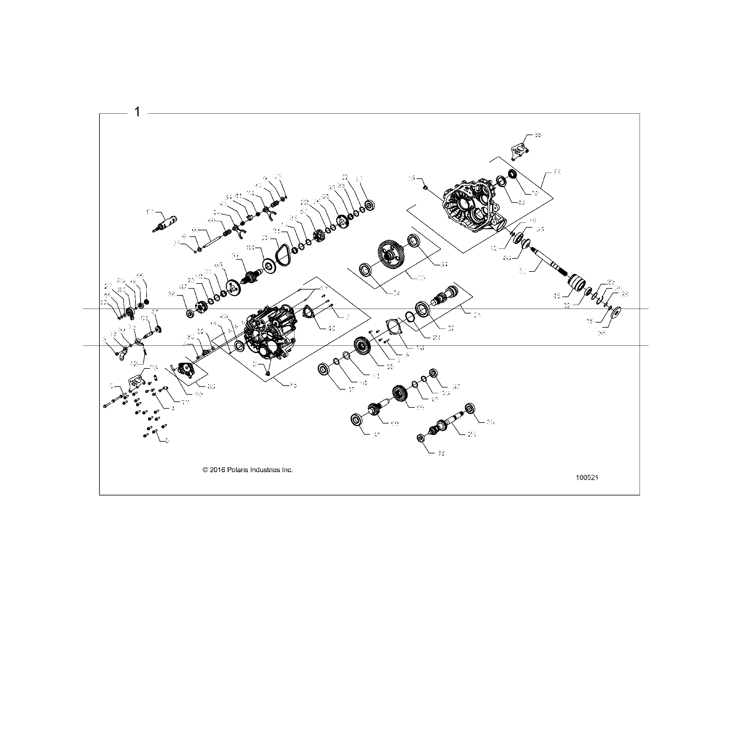 An Image of a Genuine Polaris Parts Schematic Diagram showing the schematic - DRIVE TRAIN: MAIN GEARCASE - 2017 POLARIS ACE 570 SP
