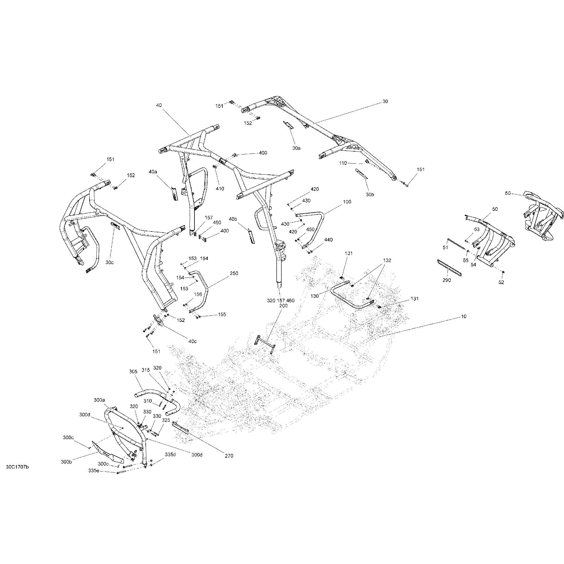 An Image of a Genuine Can-Am Parts Schematic Diagram showing the schematic - FRAME - ALL MODELS