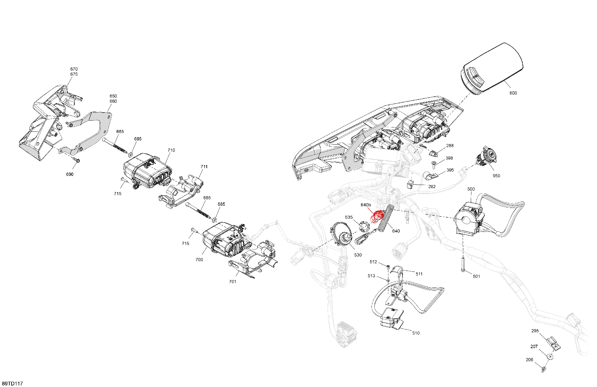 An Image of a Genuine Can-Am Parts Schematic Diagram showing the schematic - ELECTRIC - FRONT SECTION