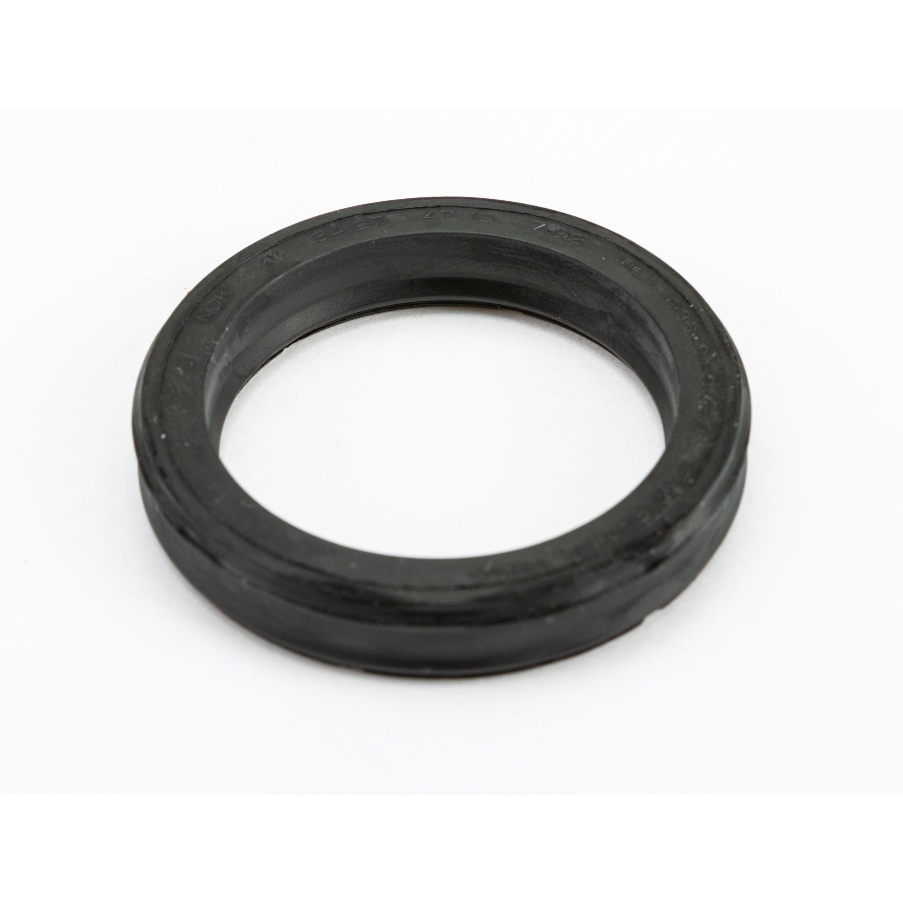 A U-Cup by Fox, a black rubber seal with a flat outer edge, is displayed on a white background.