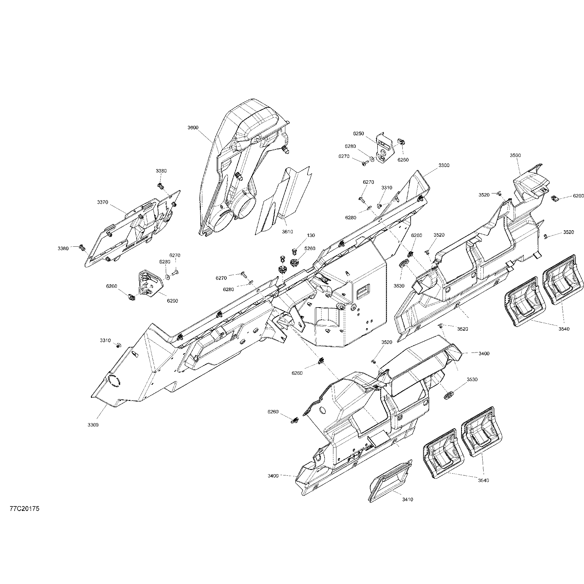 An Image of a Genuine Can-Am Parts Schematic Diagram showing the schematic - CAB INTERIOR - BACK WALL - X MR