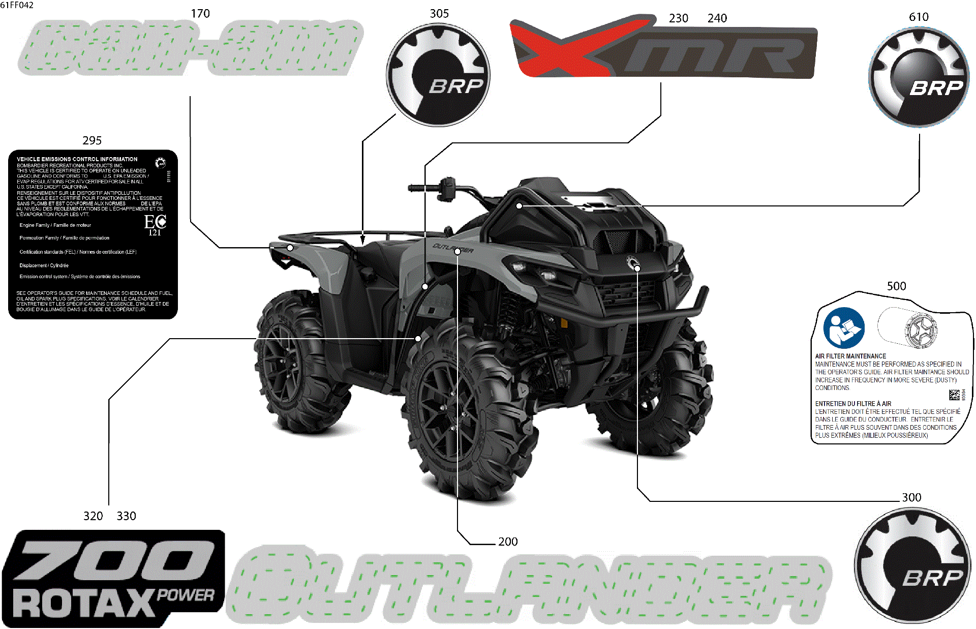 An Image of a Genuine Can-Am Parts Schematic Diagram showing the schematic - BODY - FEATURE DECALS