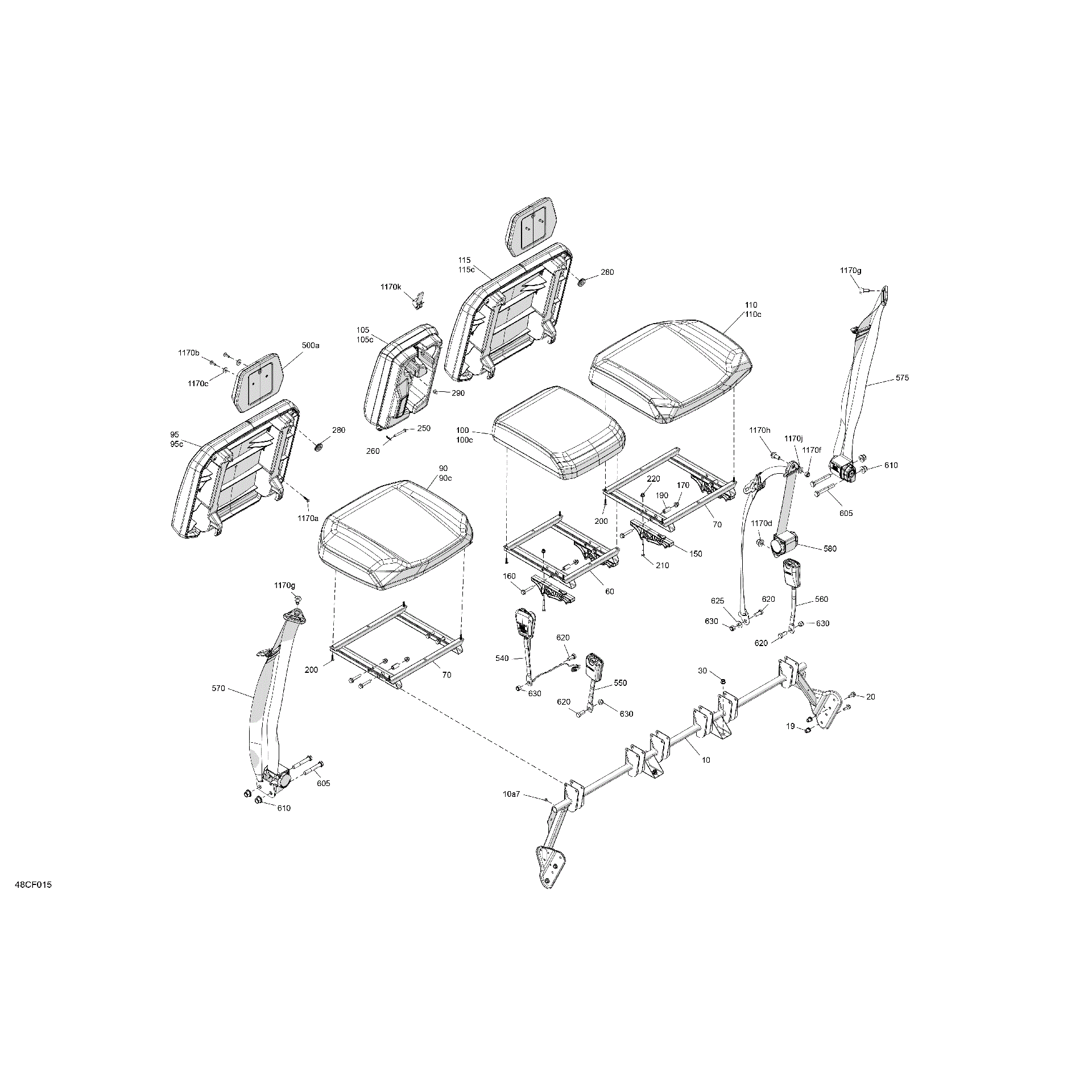 An Image of a Genuine Can-Am Parts Schematic Diagram showing the schematic - BODY - SEAT