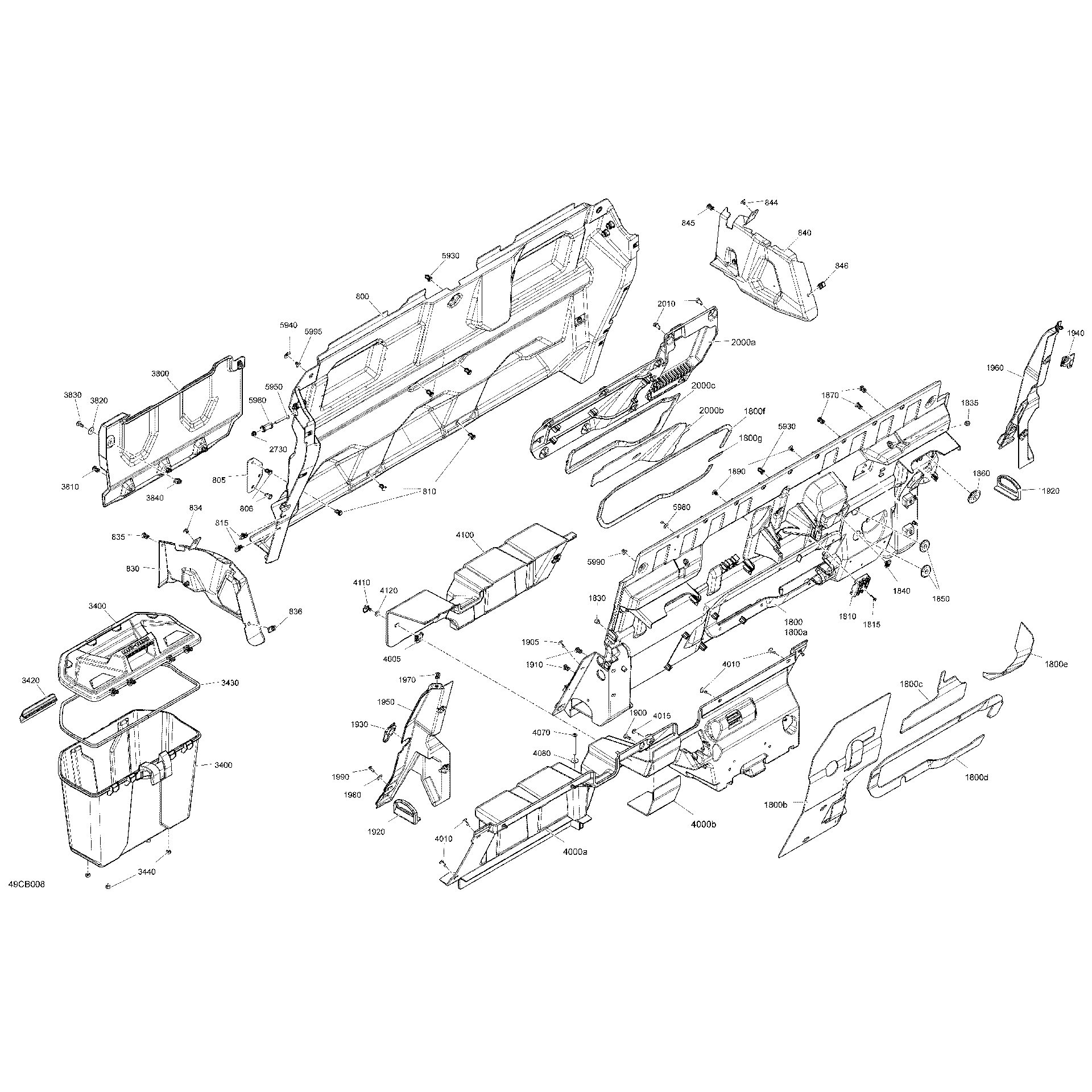 An Image of a Genuine Can-Am Parts Schematic Diagram showing the schematic - CAB INTERIOR - BACK WALL