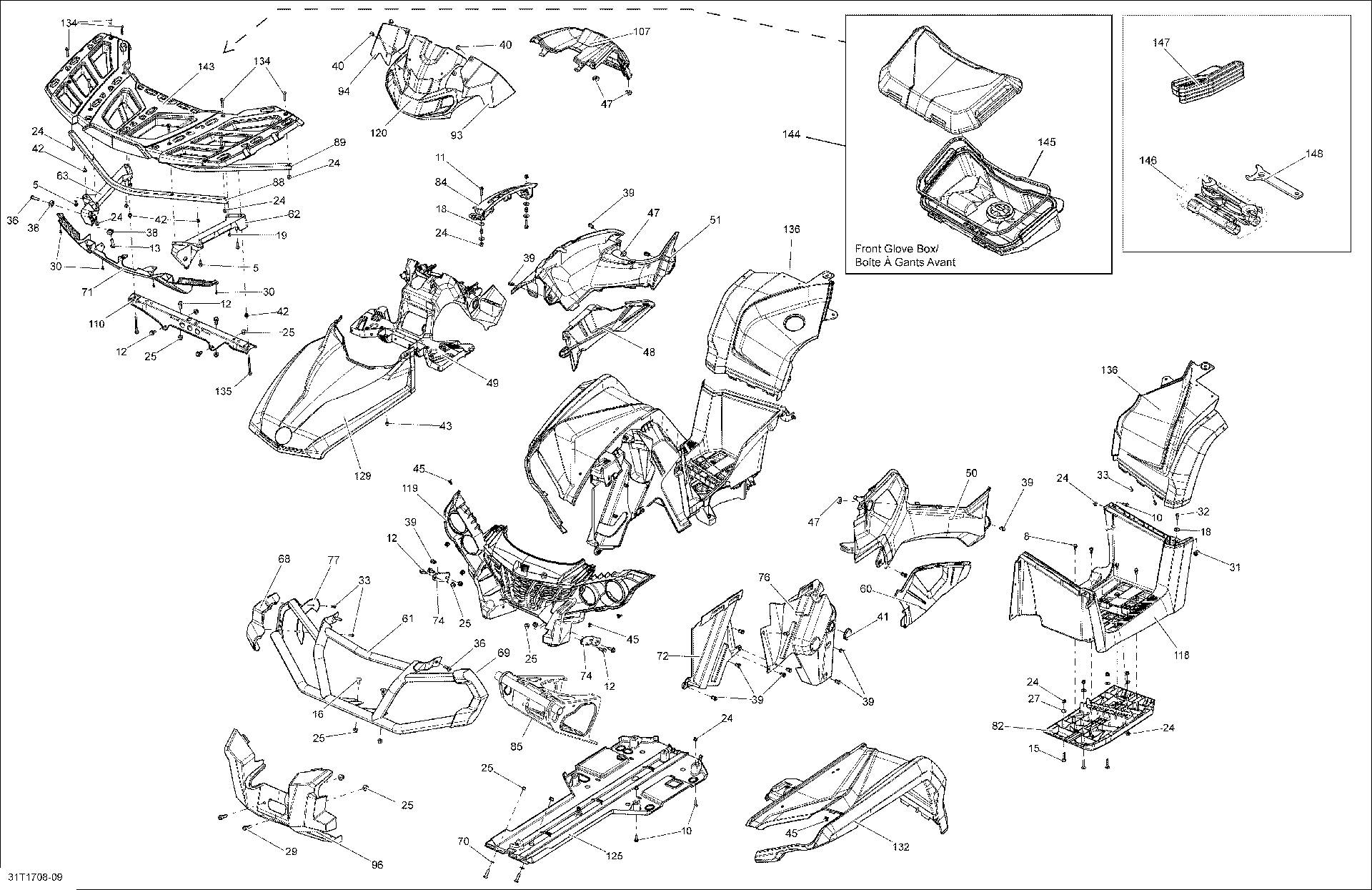 An Image of a Genuine Can-Am Parts Schematic Diagram showing the schematic - BODY AND ACCESSORIES FRONT VIEW_2