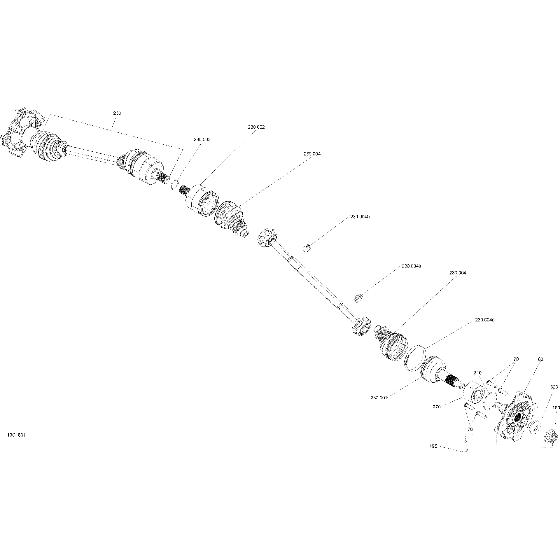 An Image of a Genuine Can-Am Parts Schematic Diagram showing the schematic - REAR DRIVE MAVERICK TRAIL