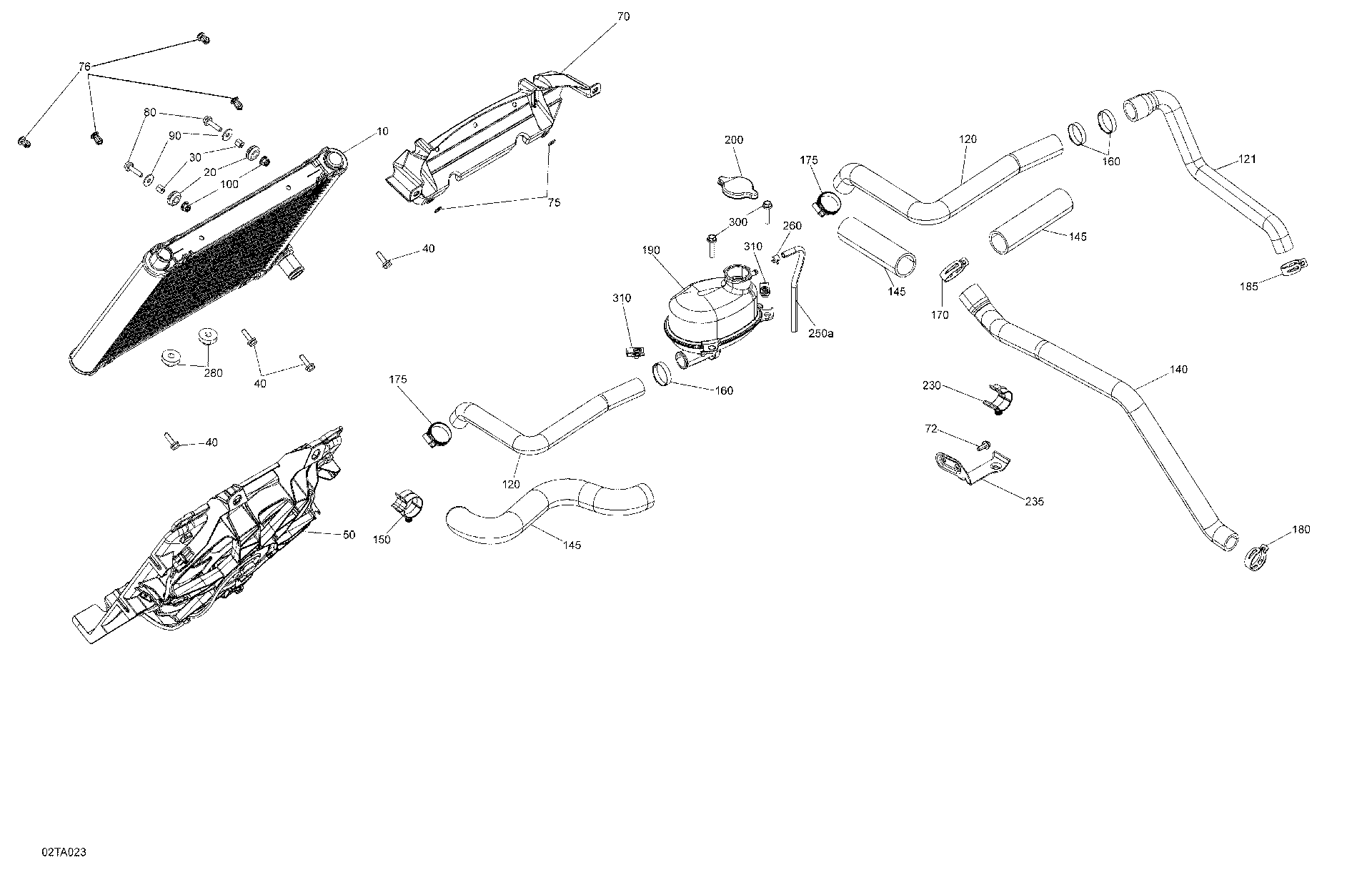 An Image of a Genuine Can-Am Parts Schematic Diagram showing the schematic - ENGINE - COOLING