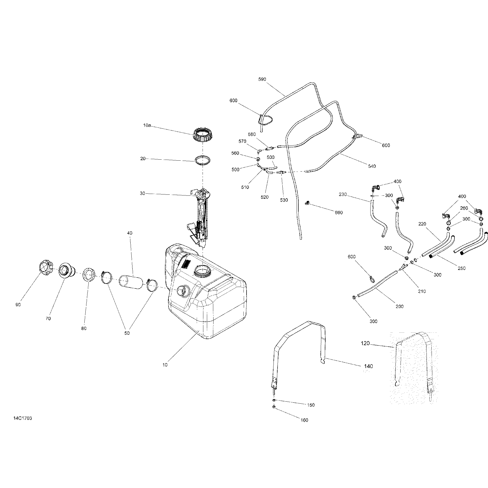 An Image of a Genuine Can-Am Parts Schematic Diagram showing the schematic - FUEL SYSTEM - ALL MODELS