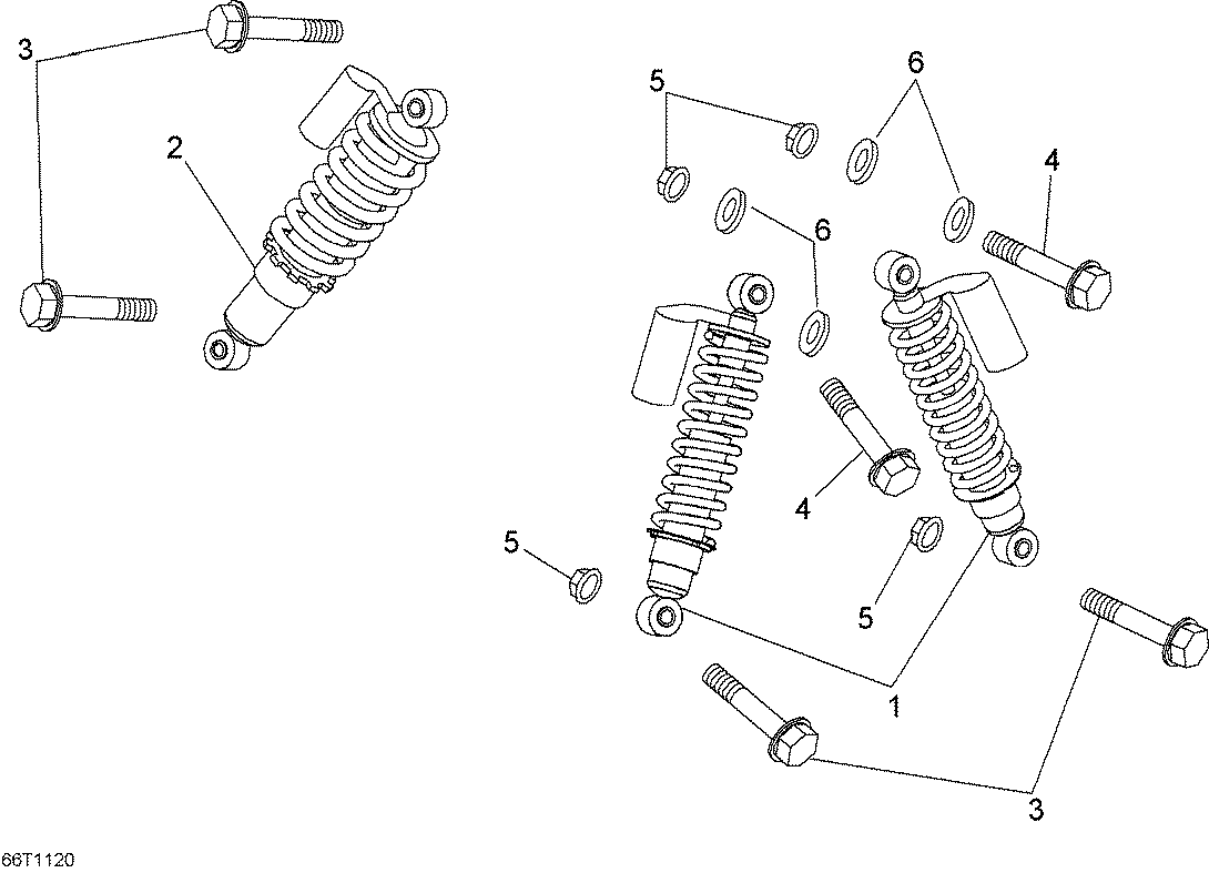 An Image of a Genuine Can-Am Parts Schematic Diagram showing the schematic - SHOCKS