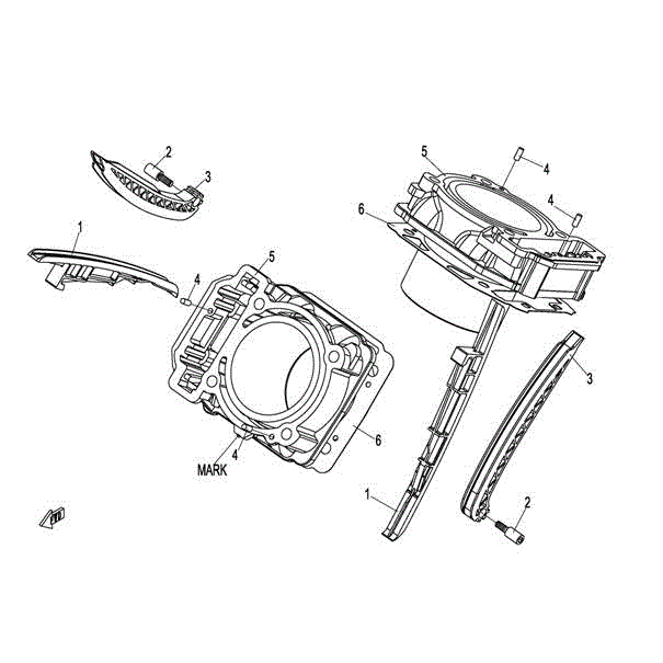 An Image of a genuine CFMOTO Parts Schematic Diagram showing the group - CYLINDER ASSY - 2015 CFMOTO CFORCE 800 X8