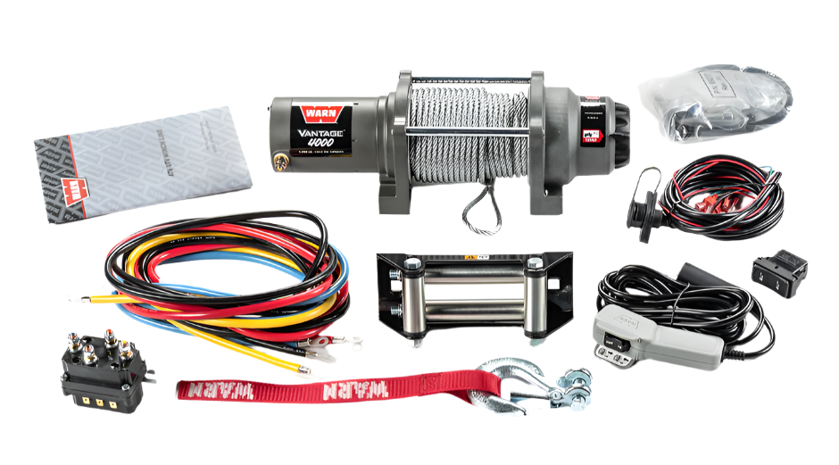 4000lb Provantage Steel Cable Winch by WARN - 108214 - Whole Kit View
