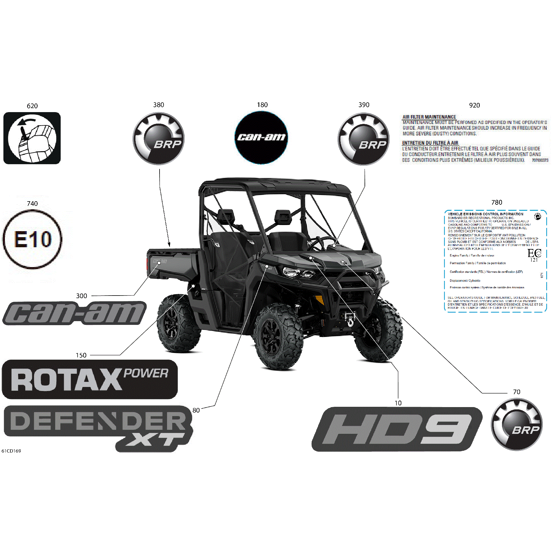 An Image of a Genuine Can-Am Parts Schematic Diagram showing the schematic - BODY - DECALS