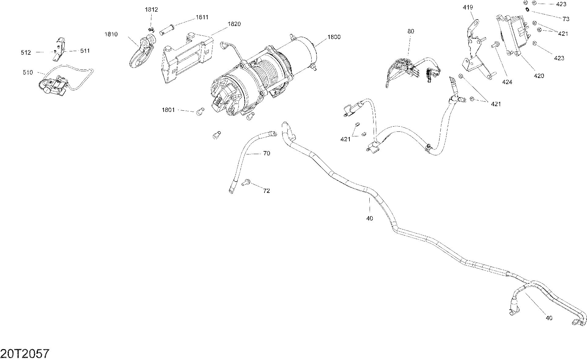 An Image of a Genuine Can-Am Parts Schematic Diagram showing the schematic - ELECTRICAL SYSTEM - WINCH