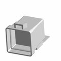 Gray rectangular sealed relay with clip on top and mounting tab on side.