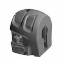 Silver left handlebar control switch with ergonomic buttons and mounting slot for motorcycle.