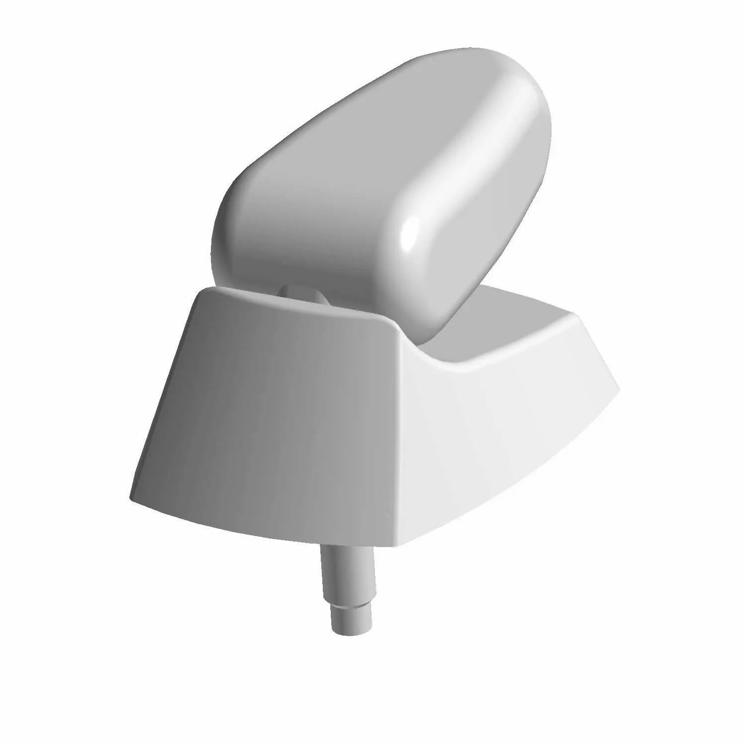 A 3D-rendered image of the Antenna Mount 90 Degree by Polaris, a white, curved plastic lever switch with a rounded top and short cylindrical base against a plain background—perfect as an OEM Victory Polaris antenna mount.