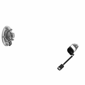 Black ignition switch and fuel cap lock set with two matching keys and metal mounting plate.