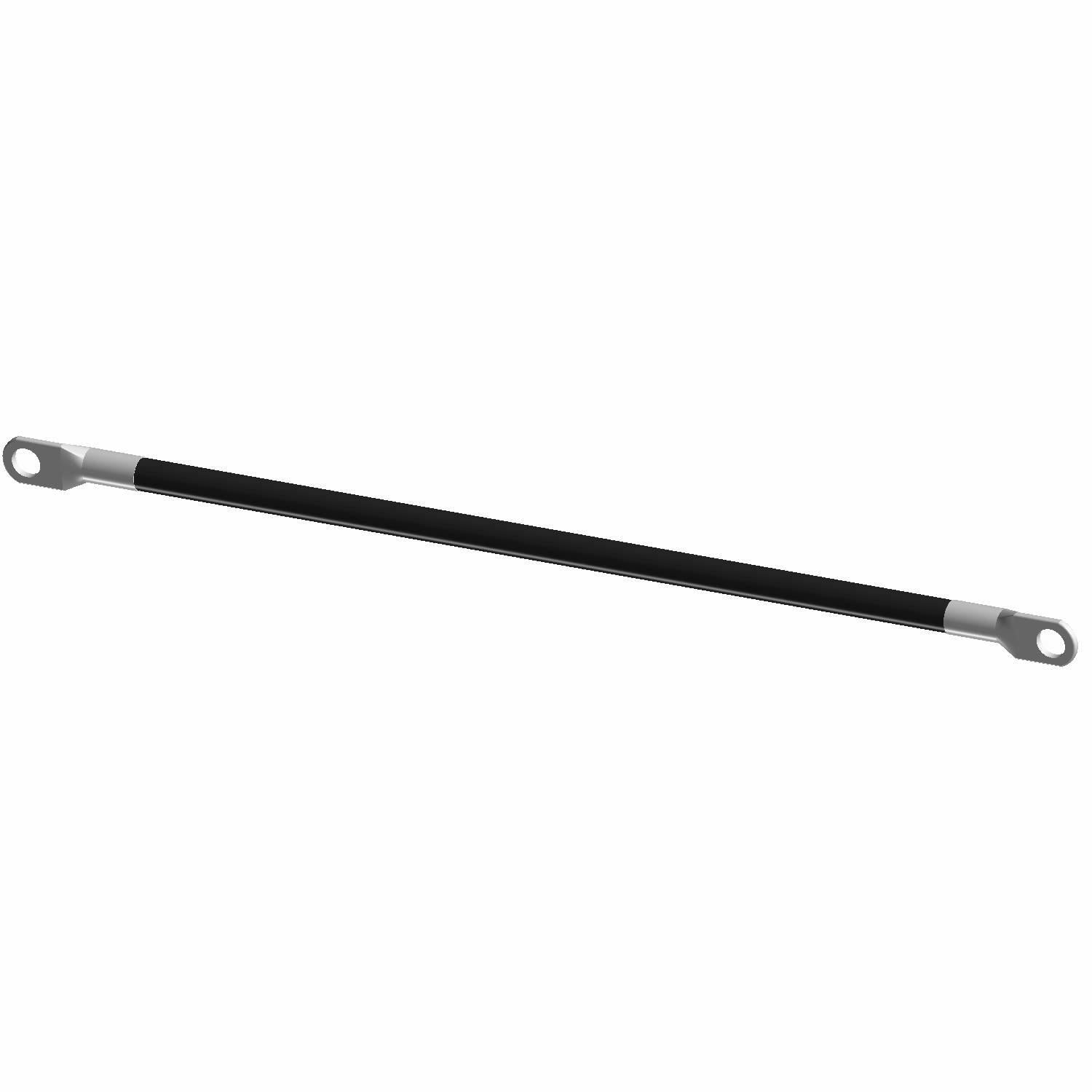 Black insulated chassis cable ground wire with metal ring terminals on both ends.