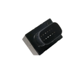 Black rectangular LED indicator flasher module with oval 10-pin connector on one side.