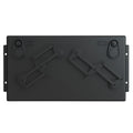Black rectangular battery pack with molded mounting brackets and dual terminals on top.