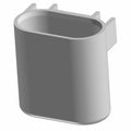 Gray plastic oval-shaped connector cap with clip-on side tabs and smooth surface.