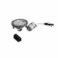 Black ignition switch, circular fuel cap with grip, silver lock cylinder, and two black keys.