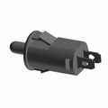 Black cylindrical trunk light switch with two flat metal prongs and a push-button actuator.