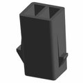 Black rectangular unsealed two-pin electrical connector with side locking feature.