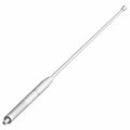 Short silver metal AM/FM antenna mast with a coiled base and ball tip end.