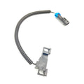 Black plastic vane sensor with flexible corrugated wiring harness and blue-locking electrical connector.