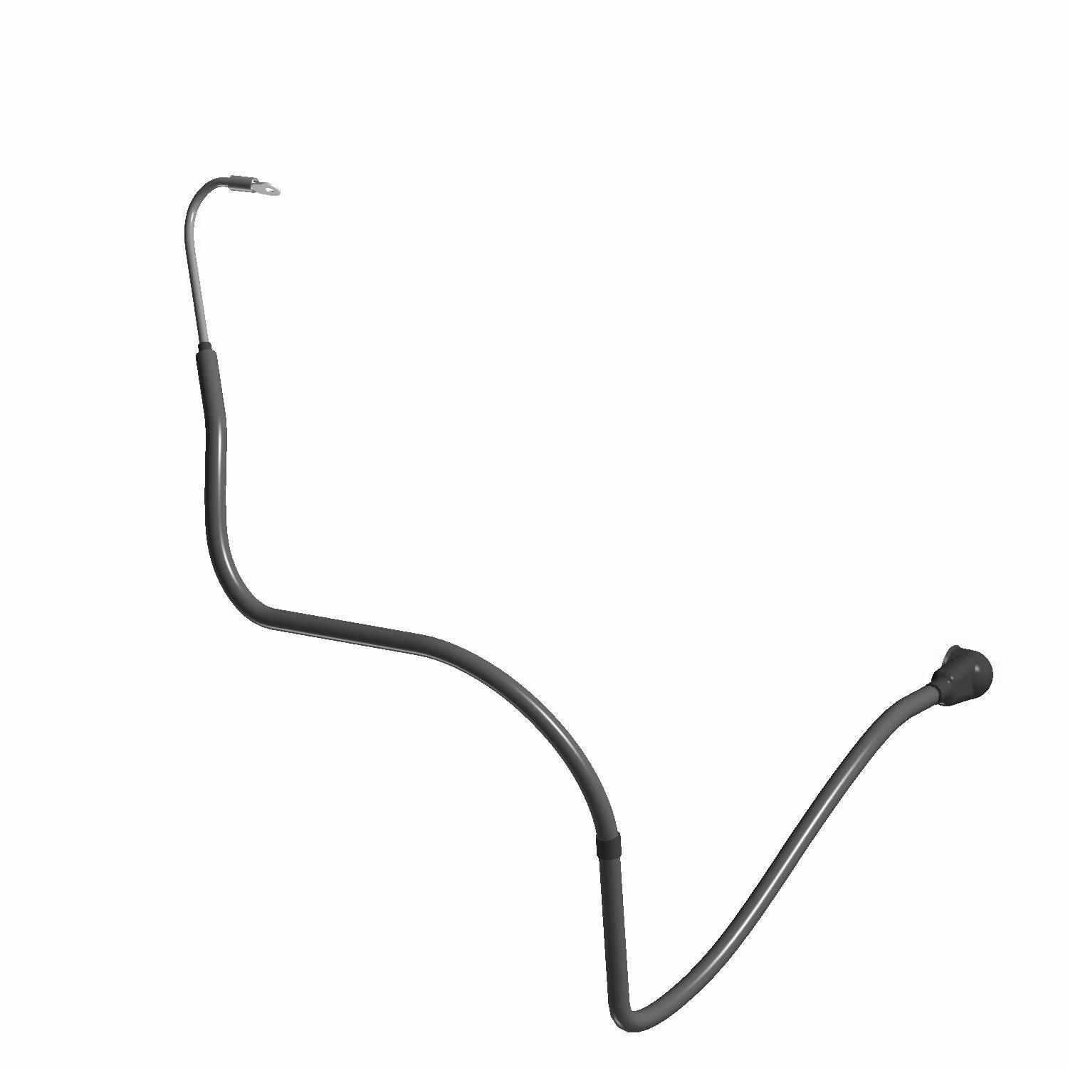 Black molded battery alternator cable with two differently shaped connectors on each end.