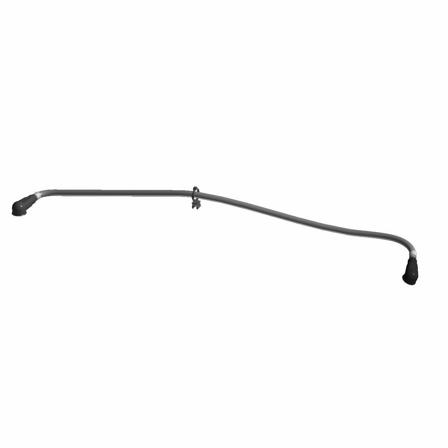 Black battery interconnect cable with molded connectors and a slight bend in the middle.