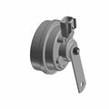 3D rendering of the Trumpet Horn Low Tone by Polaris—a genuine OEM part for Indian motorcycles—featuring a round design, flat metal bracket, electrical connector, and bolt, shown at an angle on a plain white background.