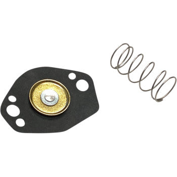 The Yamaha-Kawasaki-Suzuki Carburetor Air Cut Off Valve Kit by K&S Technologies features a metal spring and black gasket with a brass center and screw—perfect for carburetor repairs or replacement sets.